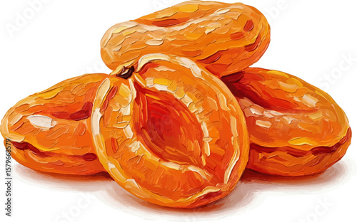Dried Apricot Halves with oil painting