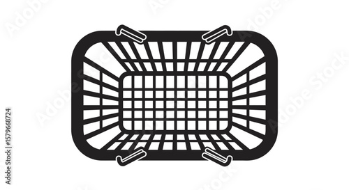Black Shopping Basket Icons on White Background