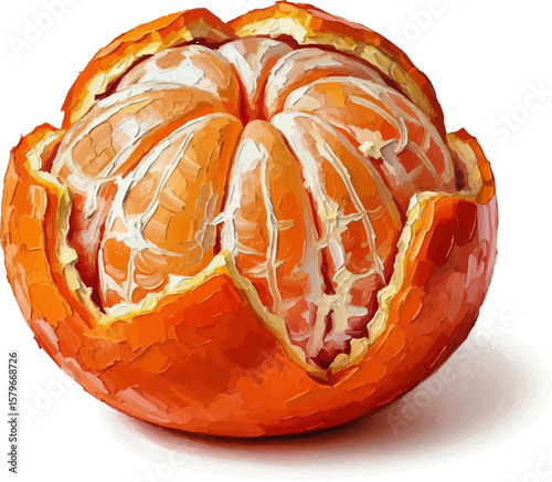 Spiral Peeled Mandarin with oil painting