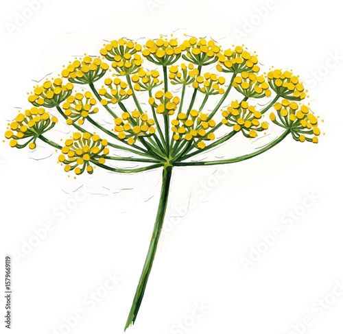Flowering Dill with oil painting