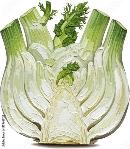 A Fennel Cross-Section with oil painting