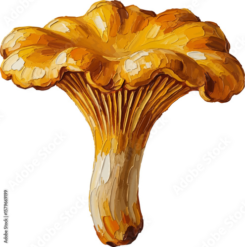 A Chanterelle Mushroom with oil painting