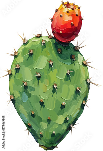 Prickly Pear and Fruit with oil painting