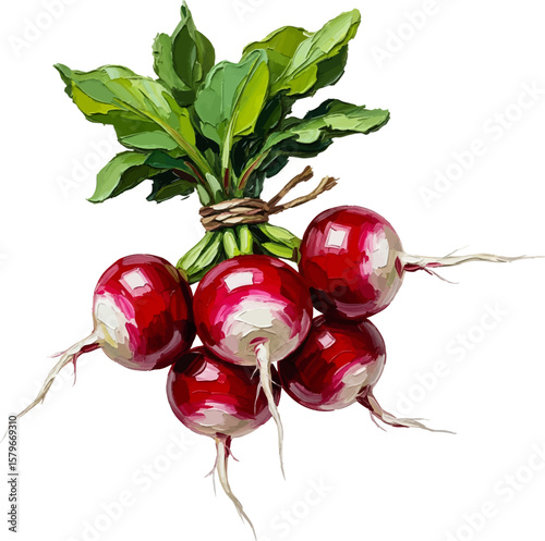 Bunch of Radishes with oil painting