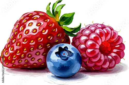 A Trio of Berries with oil painting