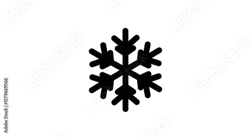 A simple black snowflake icon isolated on a clean, bright white background.
