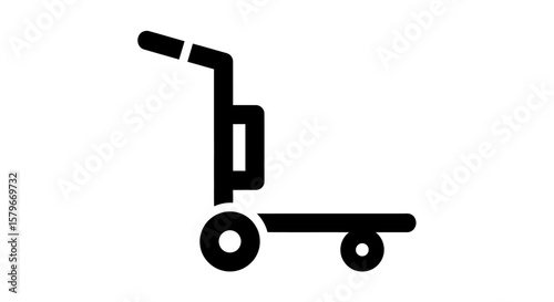 Black silhouette illustration of a hand truck or dolly, used for moving and transporting goods.