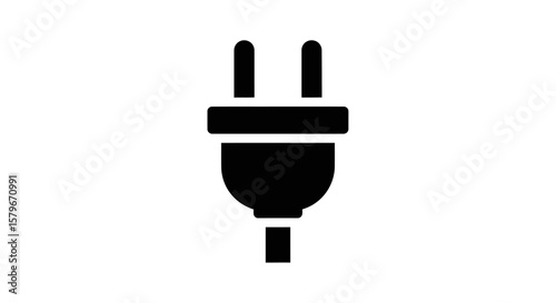 Simple black silhouette of an electrical plug.