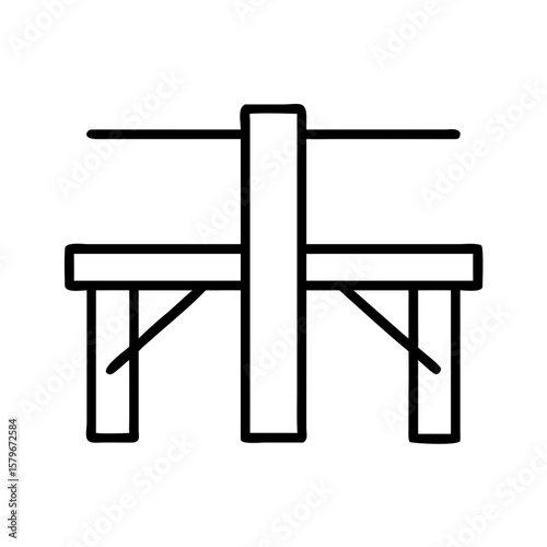 Wooden post and beam structure in simple line art style  