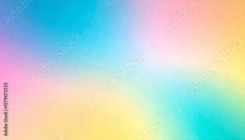 カラフルなピンク、黄色、ターコイズのグラデーションのノイズの多い粒状背景テクスチャ。Colorful pink, yellow and turquoise gradient noisy grainy background texture.