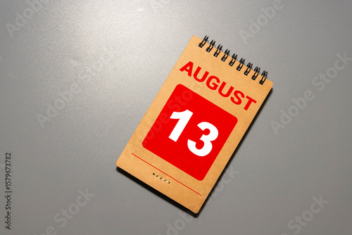 August 13, Number cube design in natural concept.