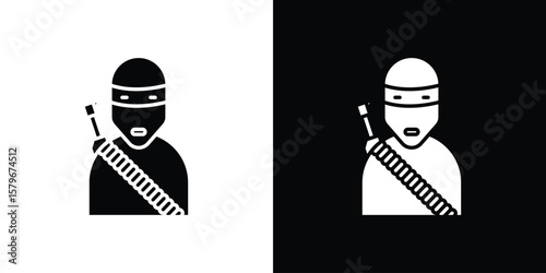 Bild auf Leinwand Terrorism icon Flat Solid Style in black and white colors