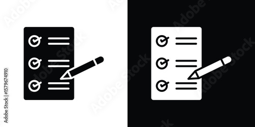 Requirements icon Flat Solid Style in black and white colors. Vector eps10.