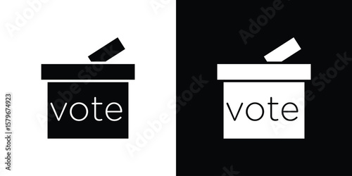 Fotografi Referendum icon Flat Solid Style in black and white colors