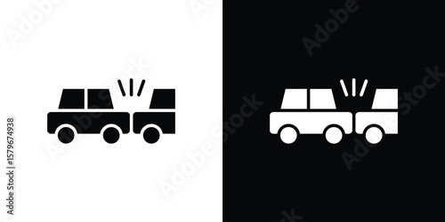 Konstfotografi Rear end collision icon Flat Solid Style in black and white colors