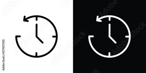 Foto Past icon Flat Solid Style in black and white colors