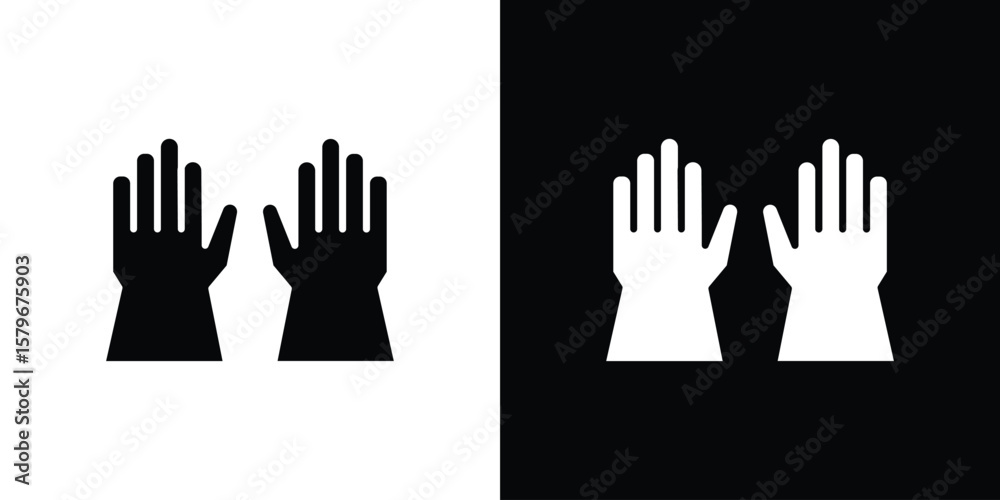 Fototapeta premium Gloves icon Flat Solid Style in black and white colors. Vector eps10.