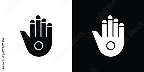 Schilderij op canvas Gauntlet icon Flat Solid Style in black and white colors