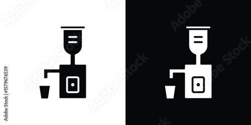 Konstfotografi Cold pressed juicer icon Flat Solid Style in black and white colors