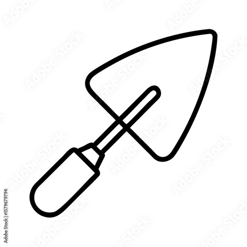 Garden trowel tool in minimalist line art design  