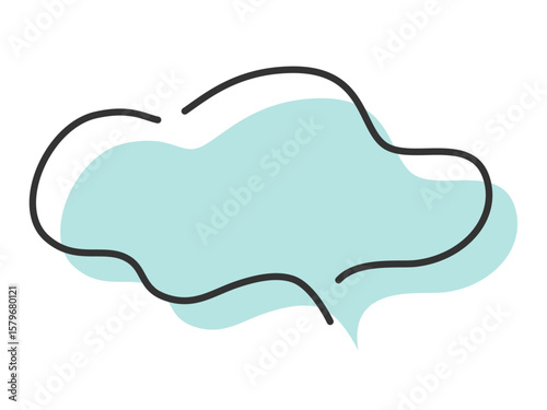 線に抜け感のあるオシャレ吹き出しシンプル影つき_もやもや_ベクターイラスト