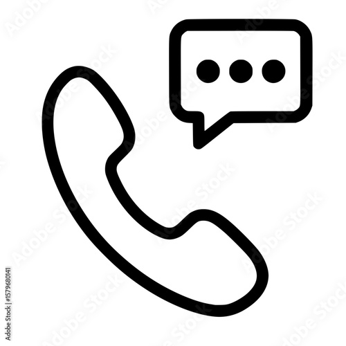 Line Icon of Phone Receiver and Message Bubble