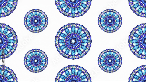 Circular Symmetry Motifs - A seamless pattern of radial, symmetrical circular designs.