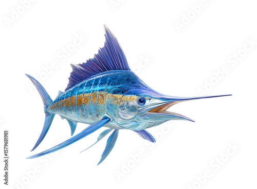 blue marlin vector illustration isolated on a transparent background