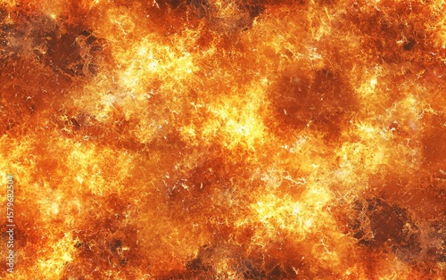 Intense fiery explosion with swirling flames and glowing embers creating a dynamic abstract pattern