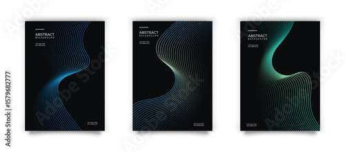 Abstract wavy line gradient poster background vector set. Modern abstract covers set, minimal covers design. Ideal design for social media, cover, banner, flyer, ads.