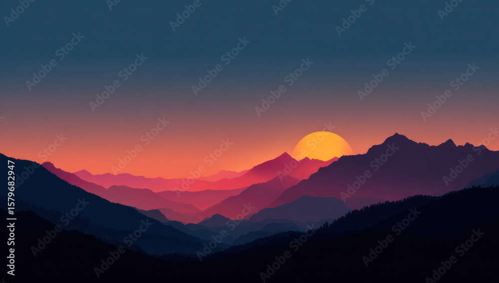 Obraz premium Stunning Sunset Over Majestic Mountain Ranges