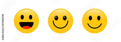 smiley emoticons, happy face. rating or feedback emojis. yellow emoticon. modern style. web vector icon