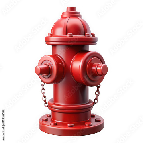 Red fire hydrant 3d render isolated on transparent background