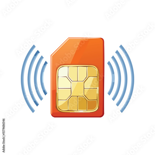 Simple Illustration SIM card flowing signals