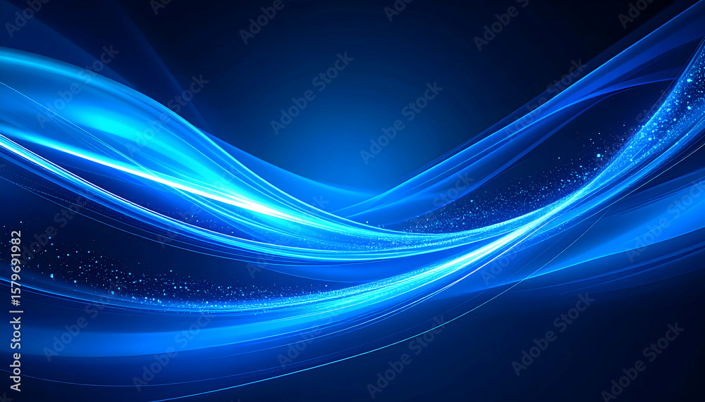 Abstract Blue Wave Background With Glowing Particles Abstract Blue Wave Background With Glowing Particles
