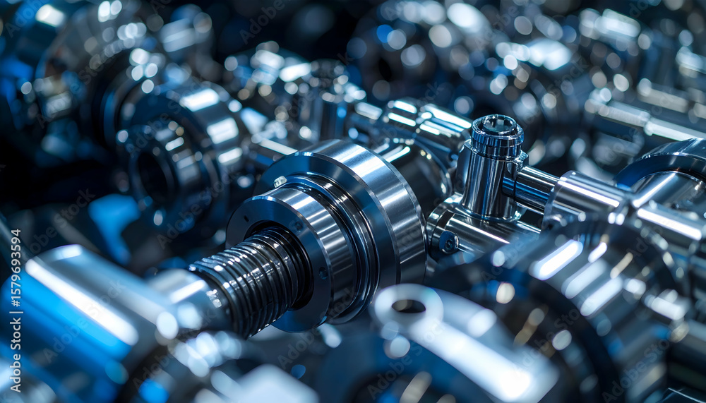 Close-Up of Shiny Metal Gears and Machine Components Close-Up of Shiny Metal Gears and Machine Components