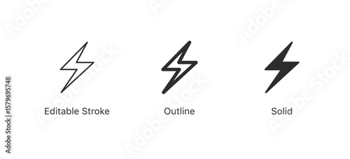 thunder bolt flash icon, flash lightning bolt icon - Electric power icon symbol - Power energy icon sign in filled, thin, line, outline and stroke style for apps and website