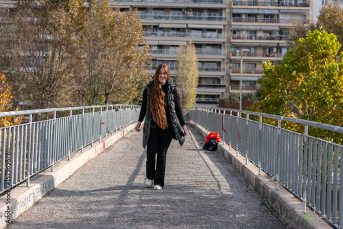 Unedited Portrait of a Young Woman Walking in the City – Facial Expressions Showing Various Emotions