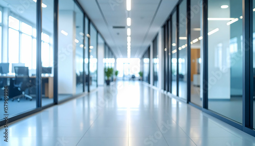 Wallpaper Mural Modern Office Corridor with Glass Walls and Bright Lighting Torontodigital.ca