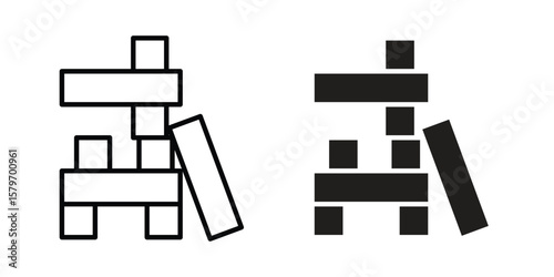 Wooden block icon concept. pixel perfect linear ui icon.