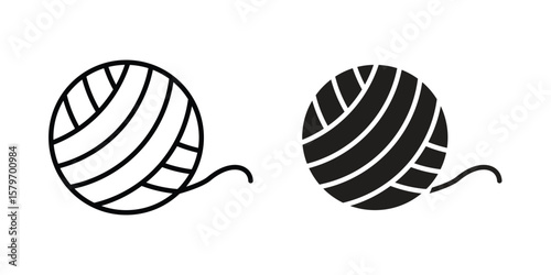 Wool ball icon concept. pixel perfect linear ui icon.