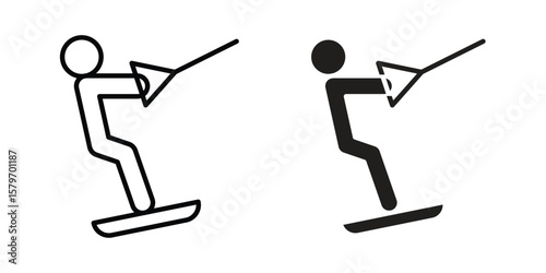 Wakeboarding icon concept. pixel perfect linear ui icon.