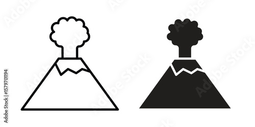 Volcano icon concept. pixel perfect linear ui icon.