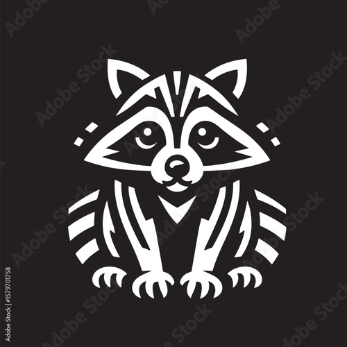 Raccoon logo on a black background. Raccoon logo..eps