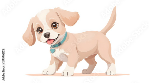 Cartoon Puppy with Big, Expressive Eyes and Floppy Ears Posing Playfully