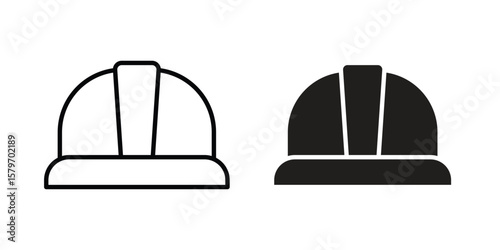 Safety helmet icon concept. pixel perfect linear ui icon.