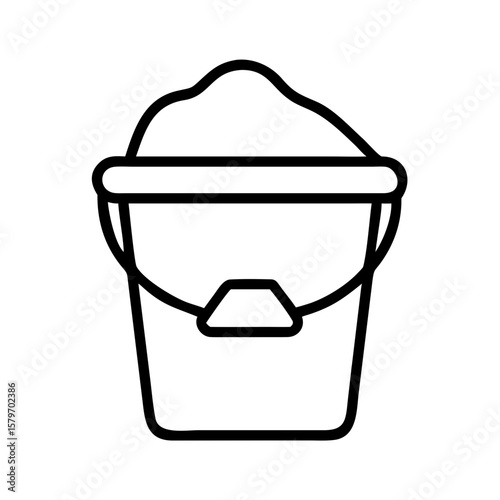 Simple line art of a bucket filled with sand or cement  