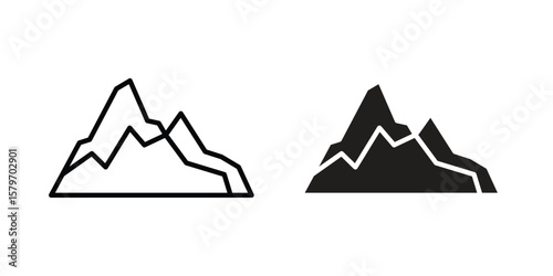 Mountain icon concept. pixel perfect linear ui icon.
