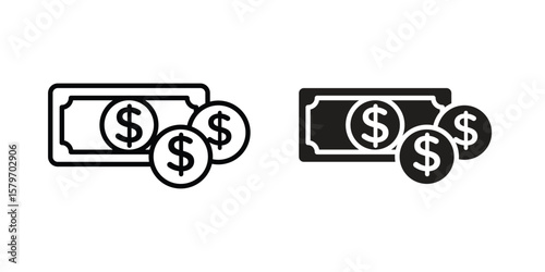 Money icon concept. pixel perfect linear ui icon.