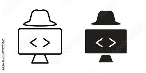 Hacker icon concept. pixel perfect linear ui icon.